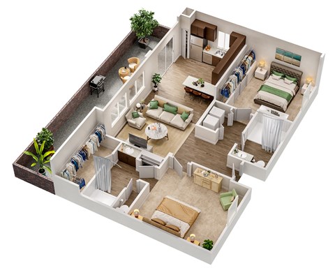2 Bedroom Floor Plan at Avilla Preserve Apartments in Tucson Arizona